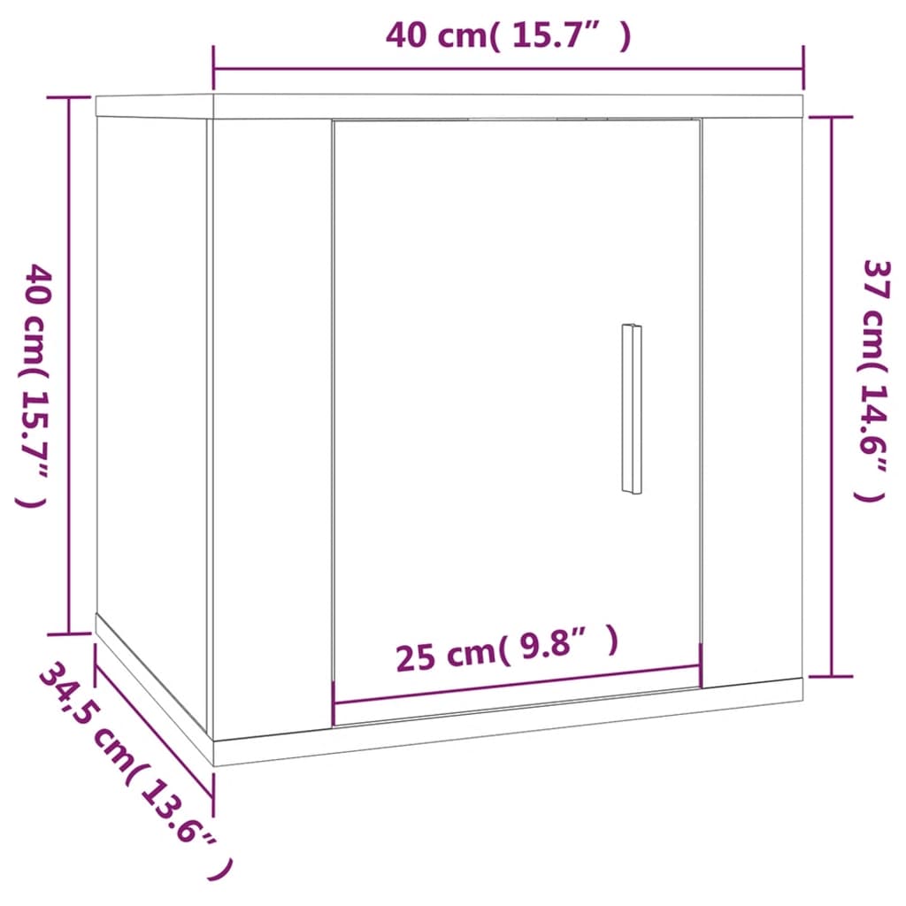 væghængt tv-skab 40x34,5x40 cm betongrå