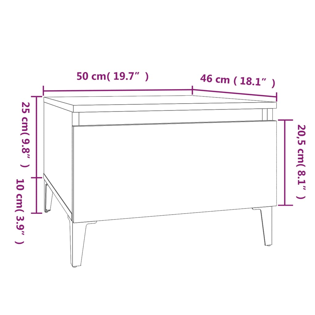 sideborde 2 stk. 50x46x35 cm konstrueret træ hvid