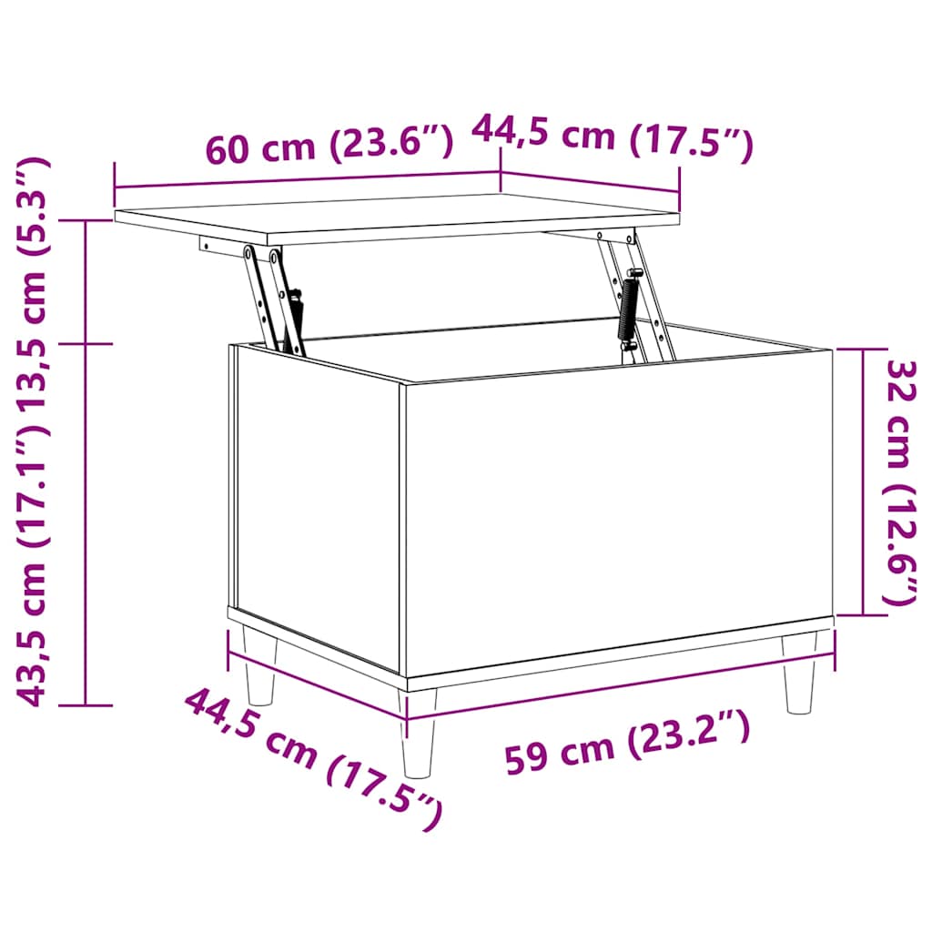 sofabord 60x44,5x45 cm konstrueret træ røget egetræsfarve