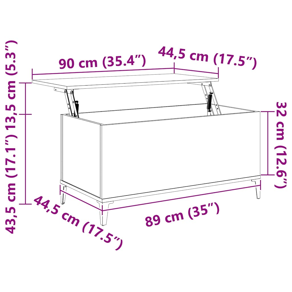 sofabord 90x44,5x45 cm konstrueret træ røget egetræsfarve