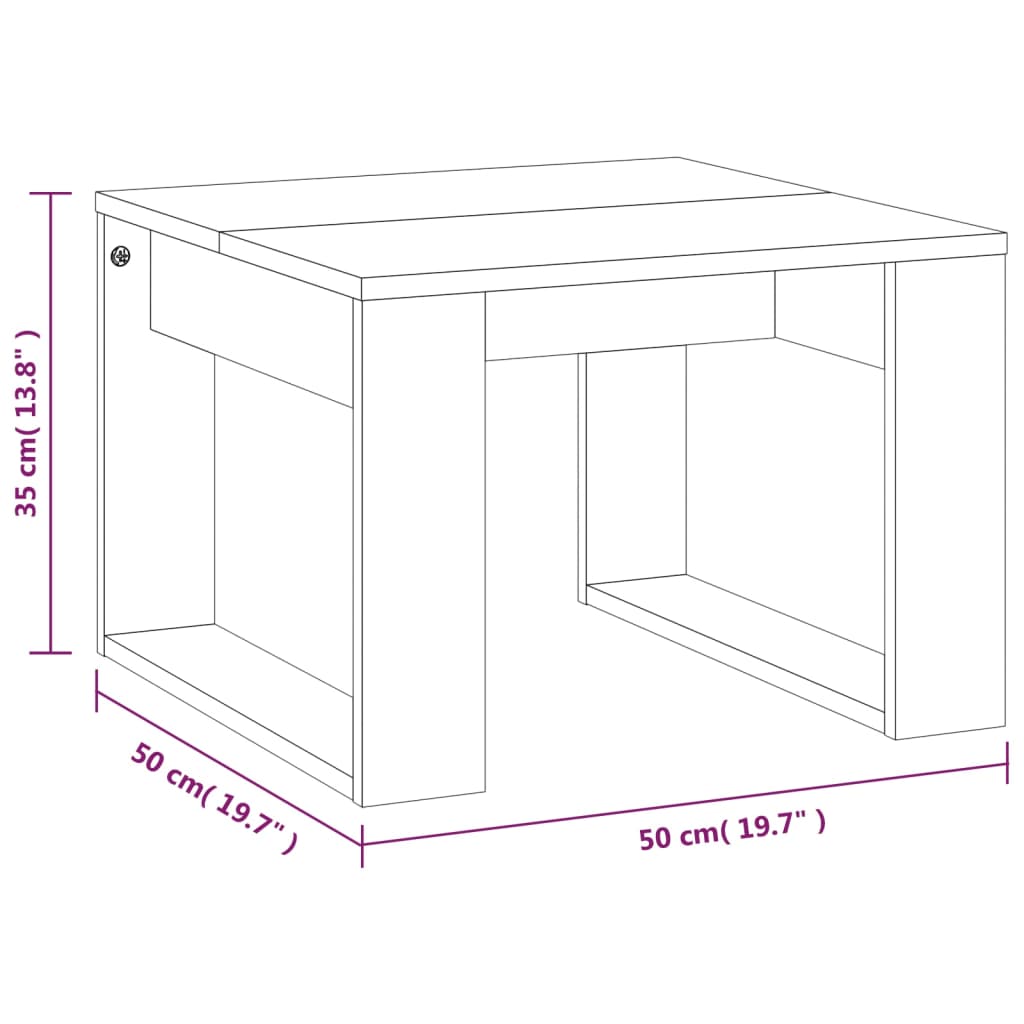 sidebord 50x50x35 cm konstrueret træ røget egetræsfarve