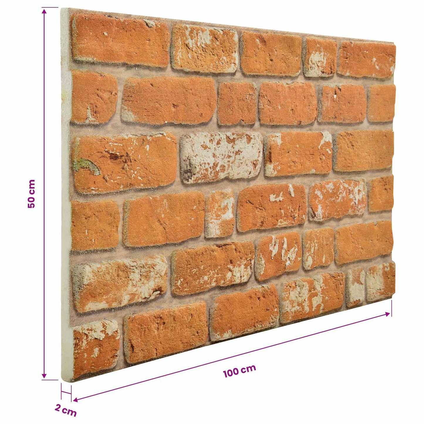 Vægpaneler 10 pcs Mursten 100 x 50 cm EPS Skum