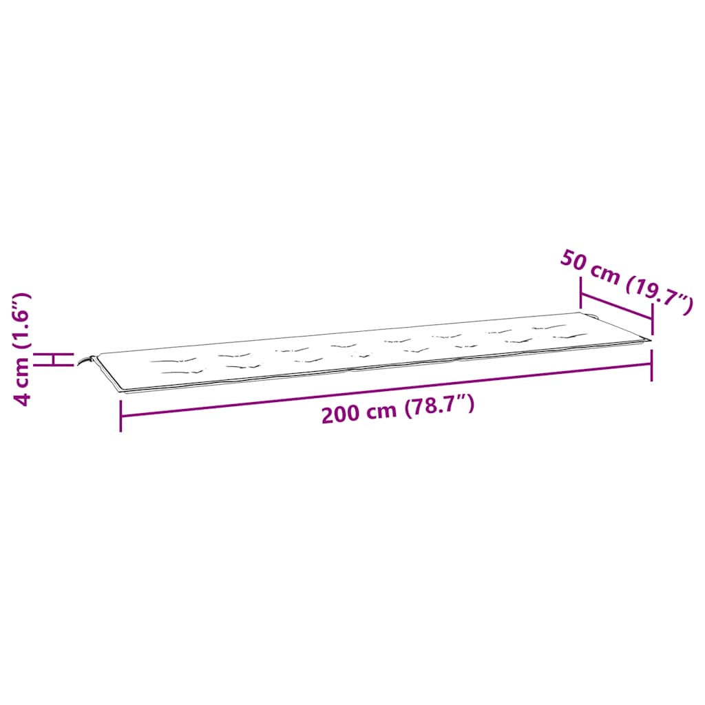 hynde til havebænk 200x50x3 cm stof flerfarvet