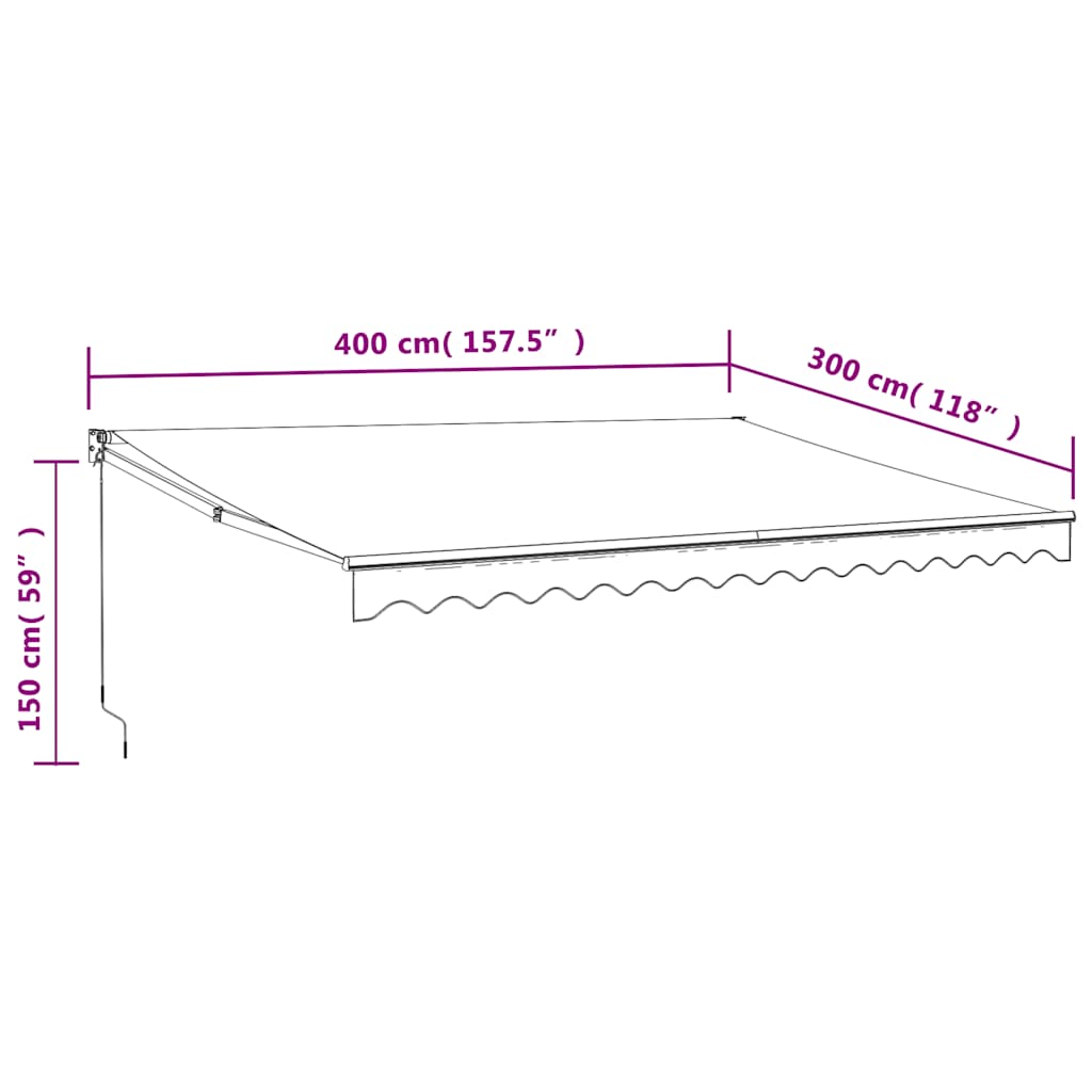 foldemarkise 4x3 m stof og aluminium antracitgrå