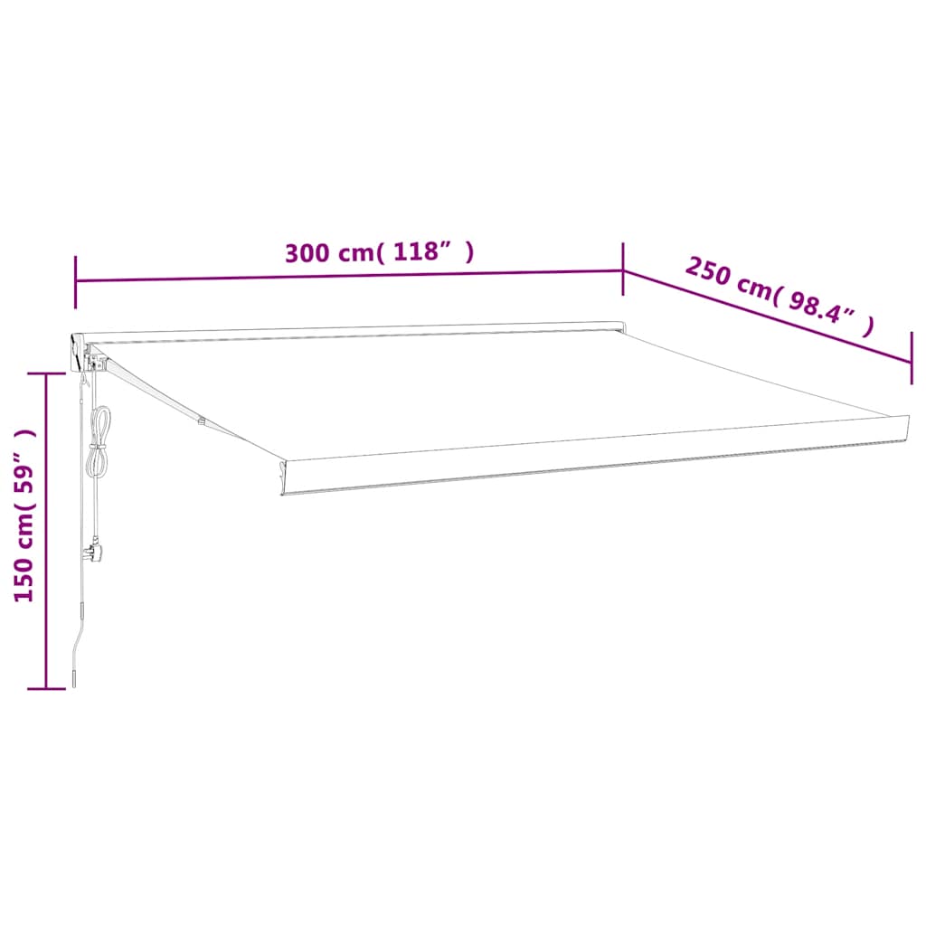 foldemarkise 3x2,5 m stof og aluminium gul og hvid