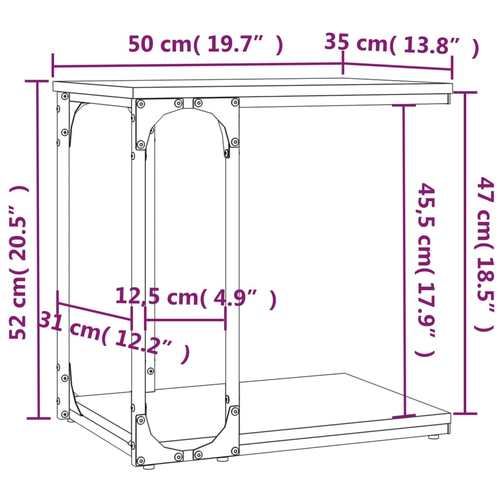 sidebord 50x35x52 cm konstrueret træ sonoma-eg