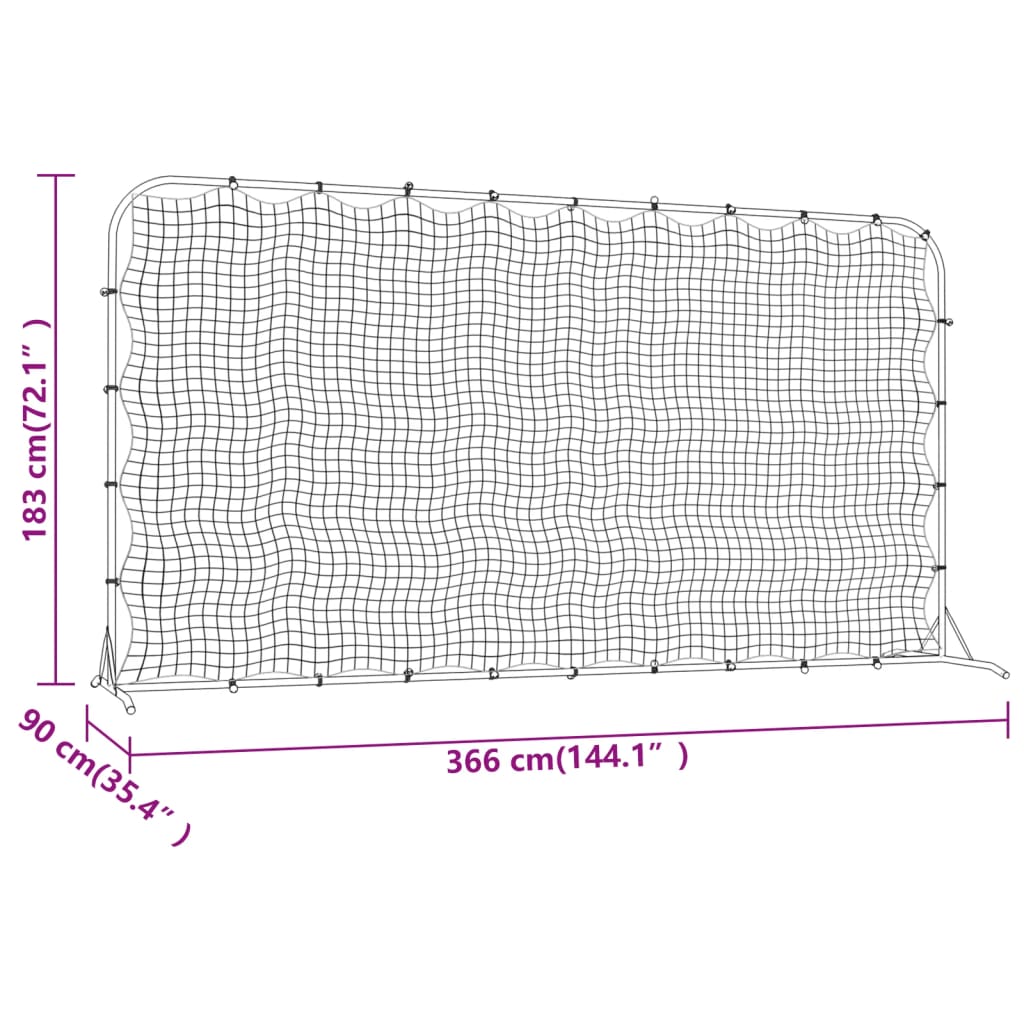 fodbold-rebounder 366x90x183 cm HDPE sort