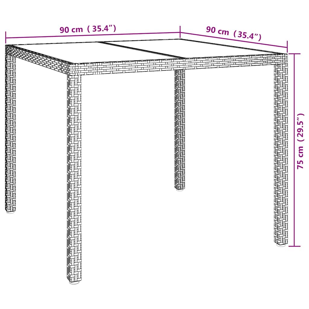 Havemøbel Bord Grå 90 x 90 x 75 cm polyrattan