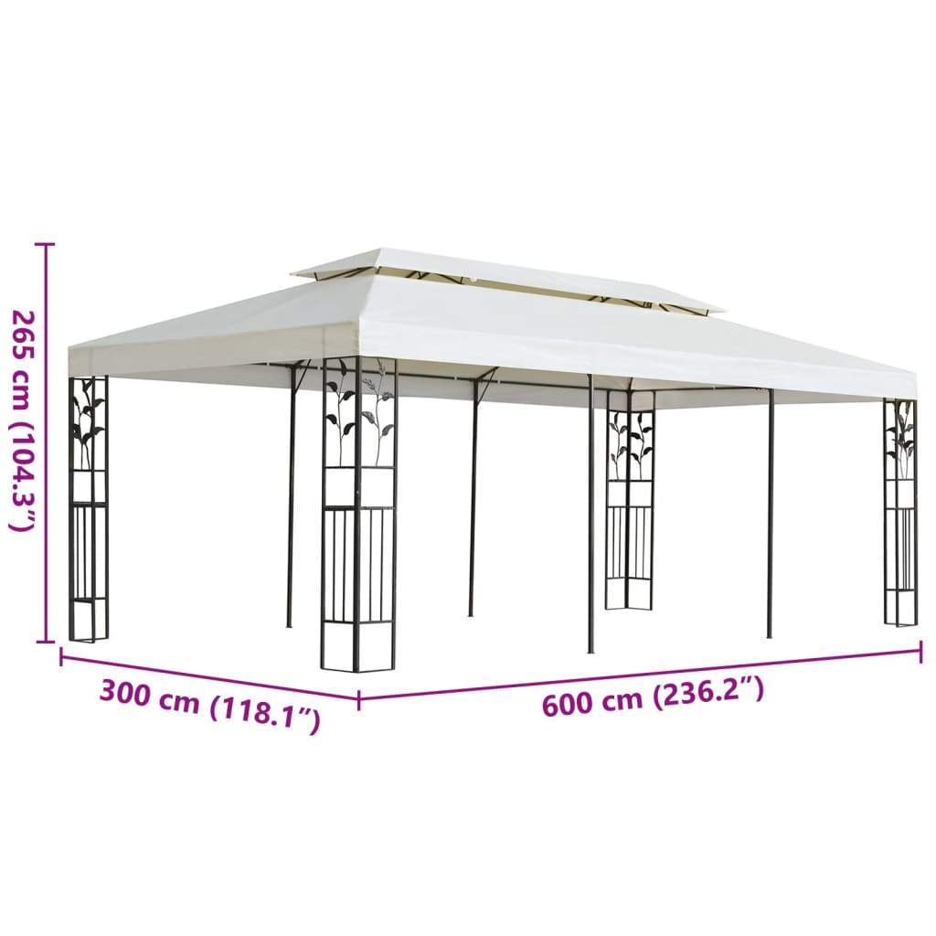 pavillon med dobbelttag 6x3 m stål hvid