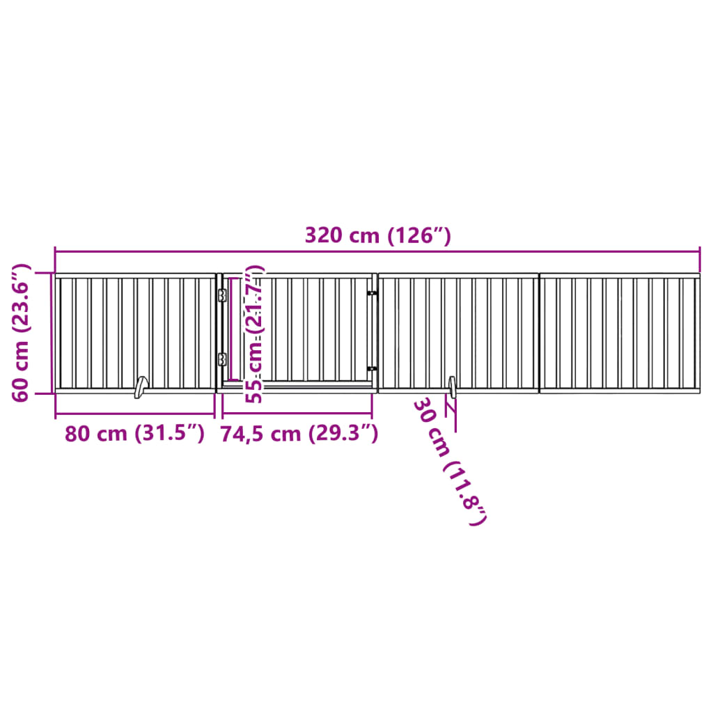 hundelåge med dør 4 paneler 300 cm foldbar poppeltræ sort