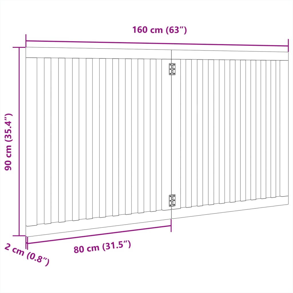hundelåge 2 paneler 160 cm foldbar poppeltræ hvid