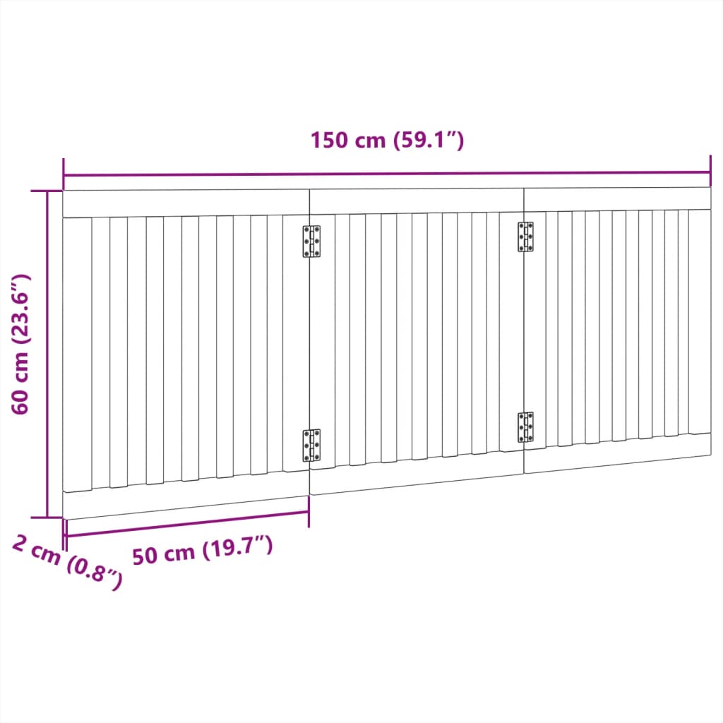 hundelåge 3 paneler 150 cm foldbar poppeltræ brun