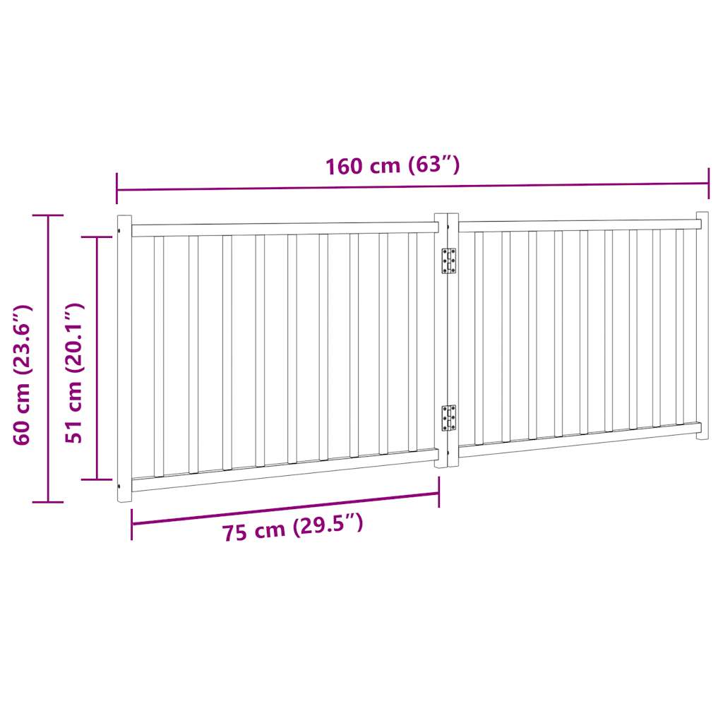 hundelåge 2 paneler 150 cm foldbar massivt gran