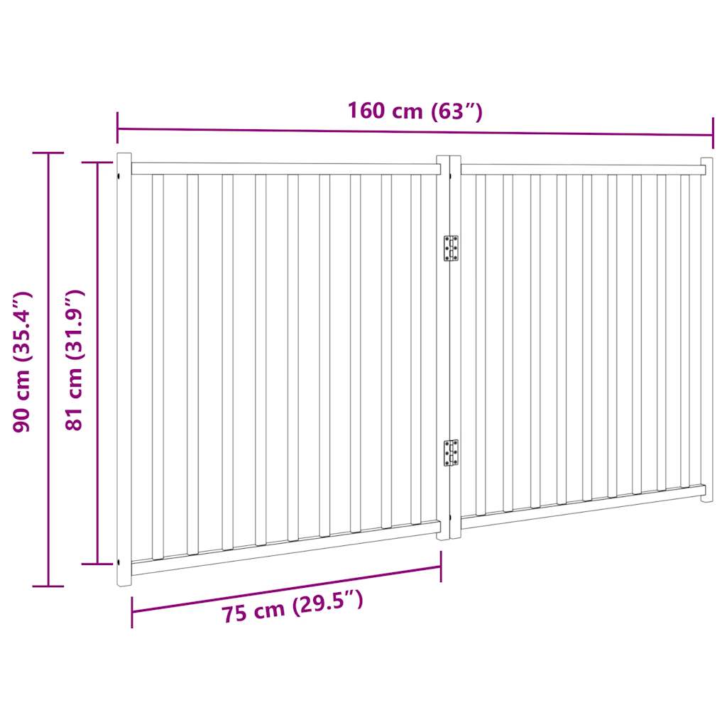 hundelåge 2 paneler 150 cm foldbar massivt gran hvid