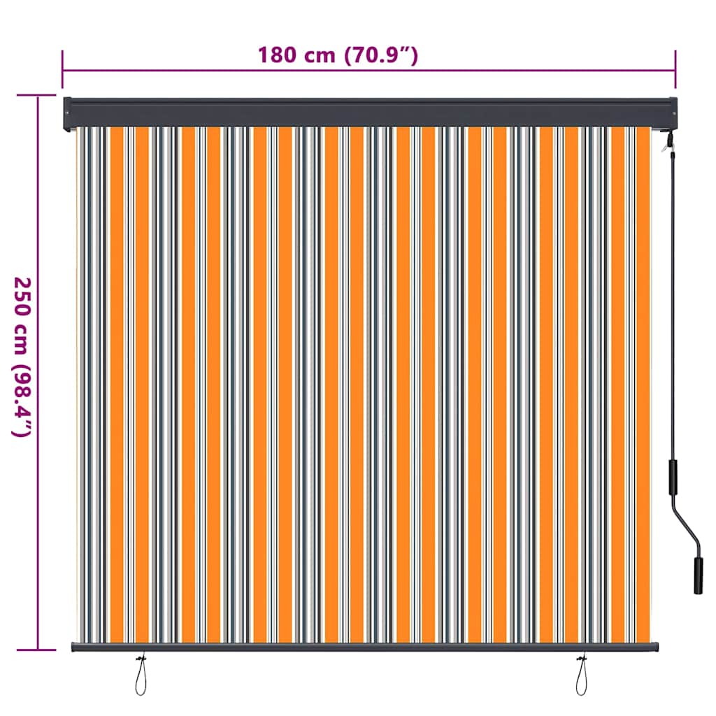 Rullegardin Gul og Blå 180 x 250 cm Stof og Aluminium