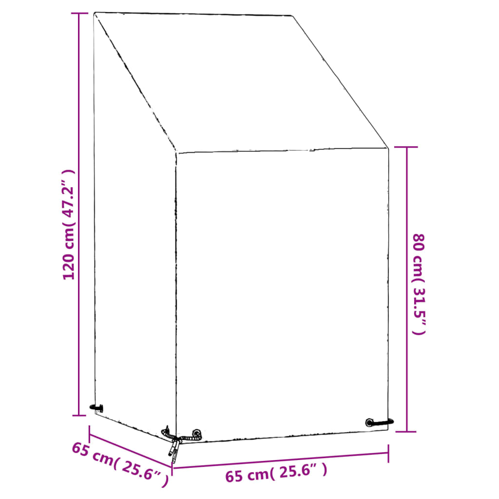 overtræk til havestol 2 stk. 65x65x80/120 cm 8 øjer polyethylen