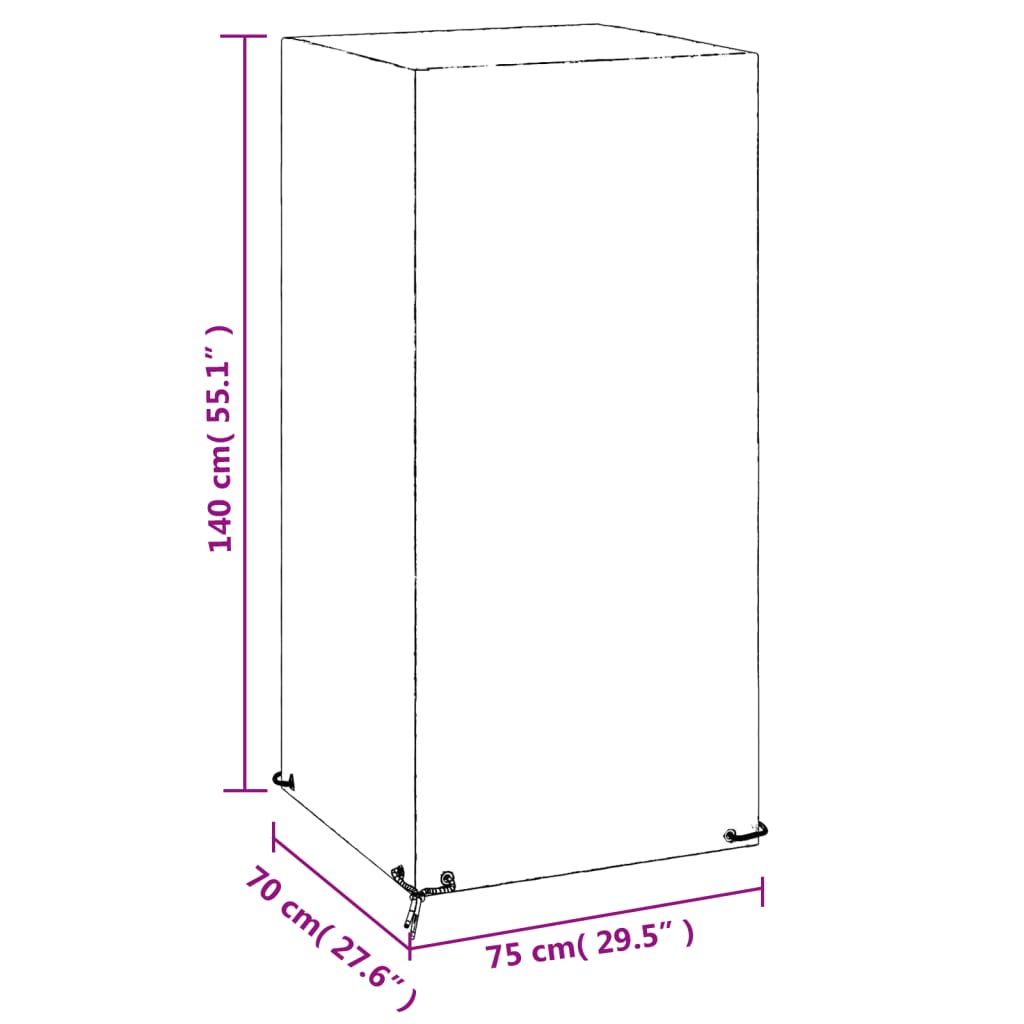 overtræk til havestol 2 stk. 75x70x140 cm 8 øjer polyethylen