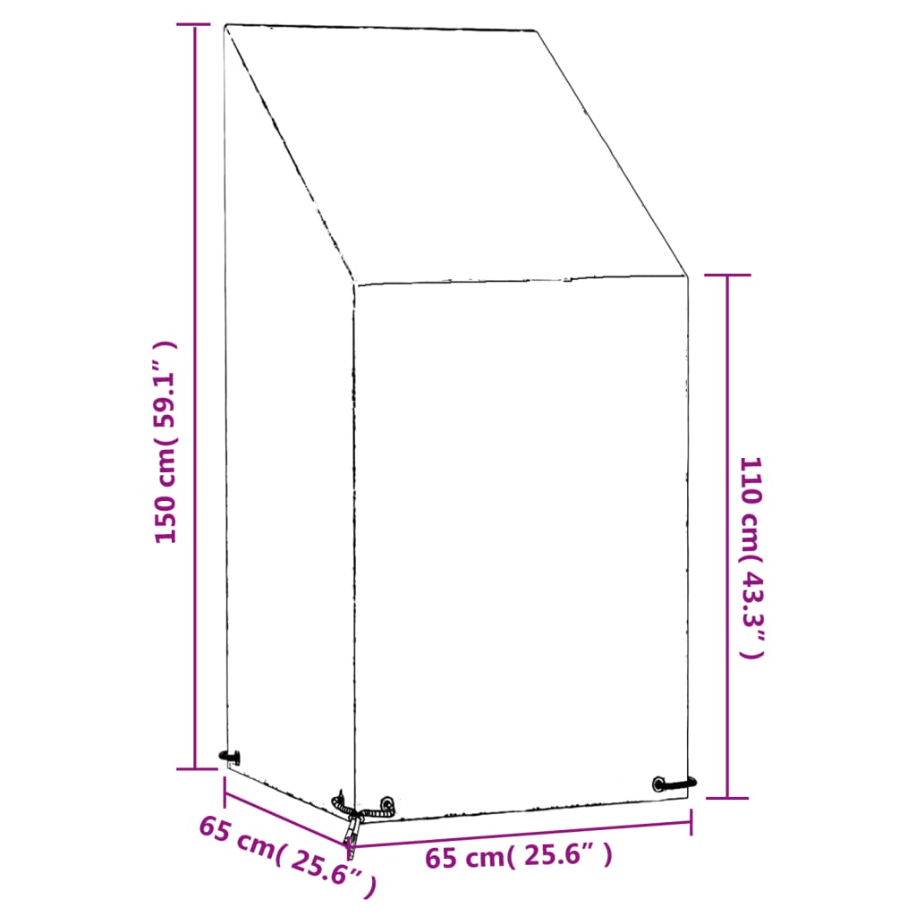 overtræk til havestole 65x65x110/150 cm 8 øjer polyethylen