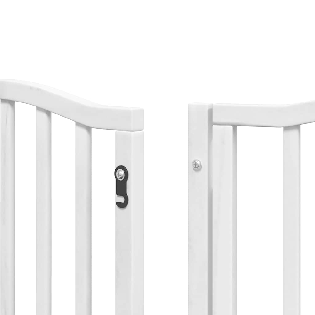 hundelåge med dør 9 paneler 450 cm foldbar poppeltræ hvid