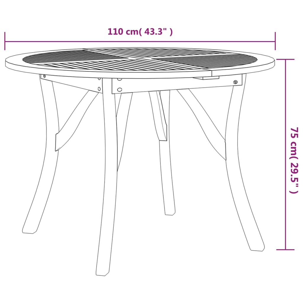 havebord Ø110 cm massivt akacietræ