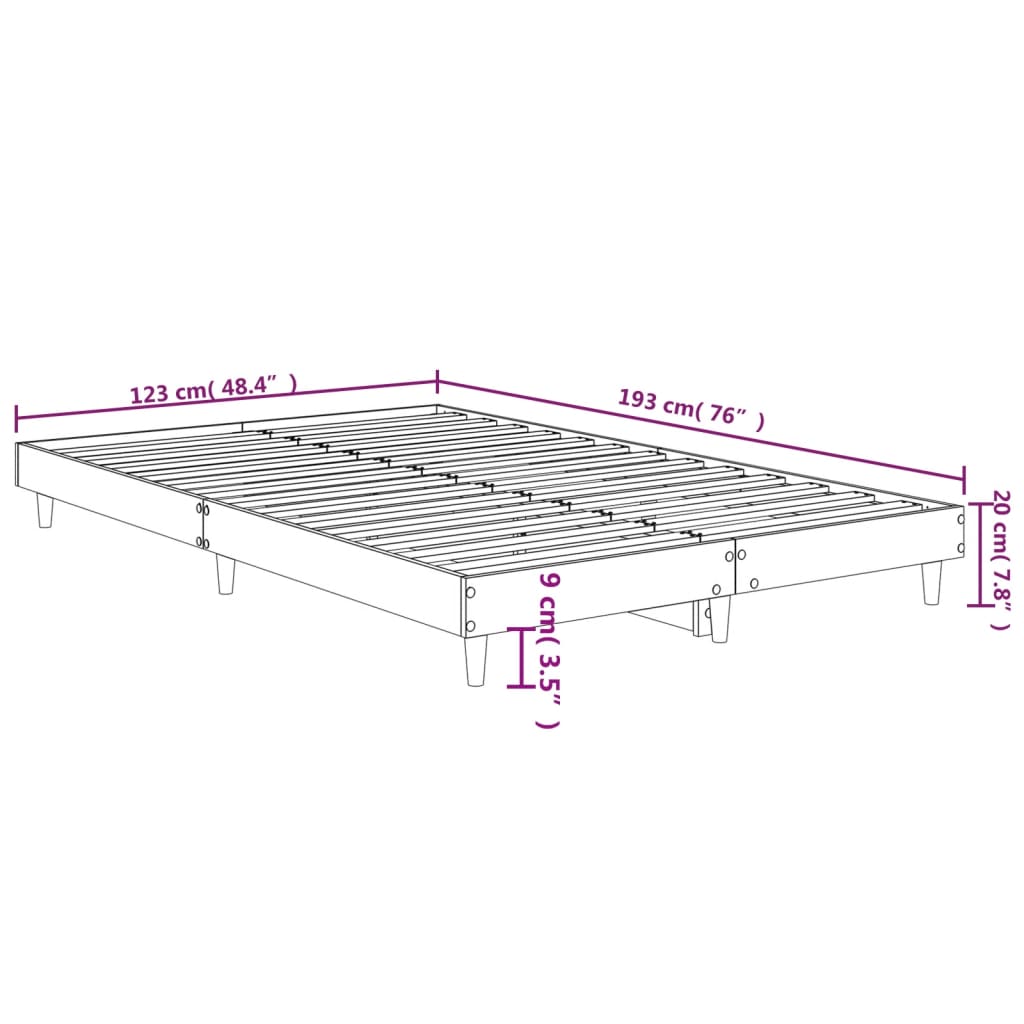 sengeramme 120x190 cm uden madras konstrueret træ brunt eg