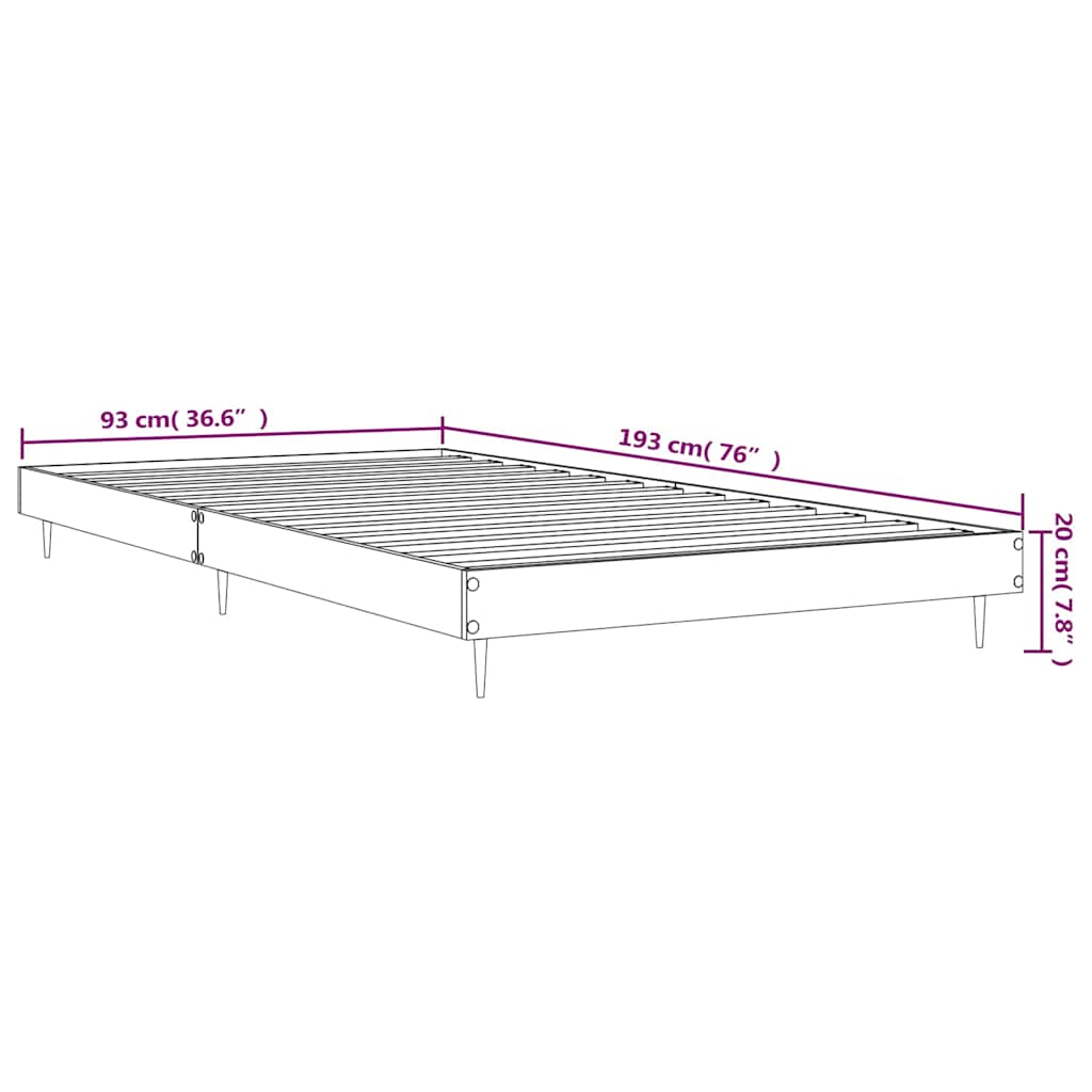 sengeramme 90x190 cm konstrueret træ betongrå