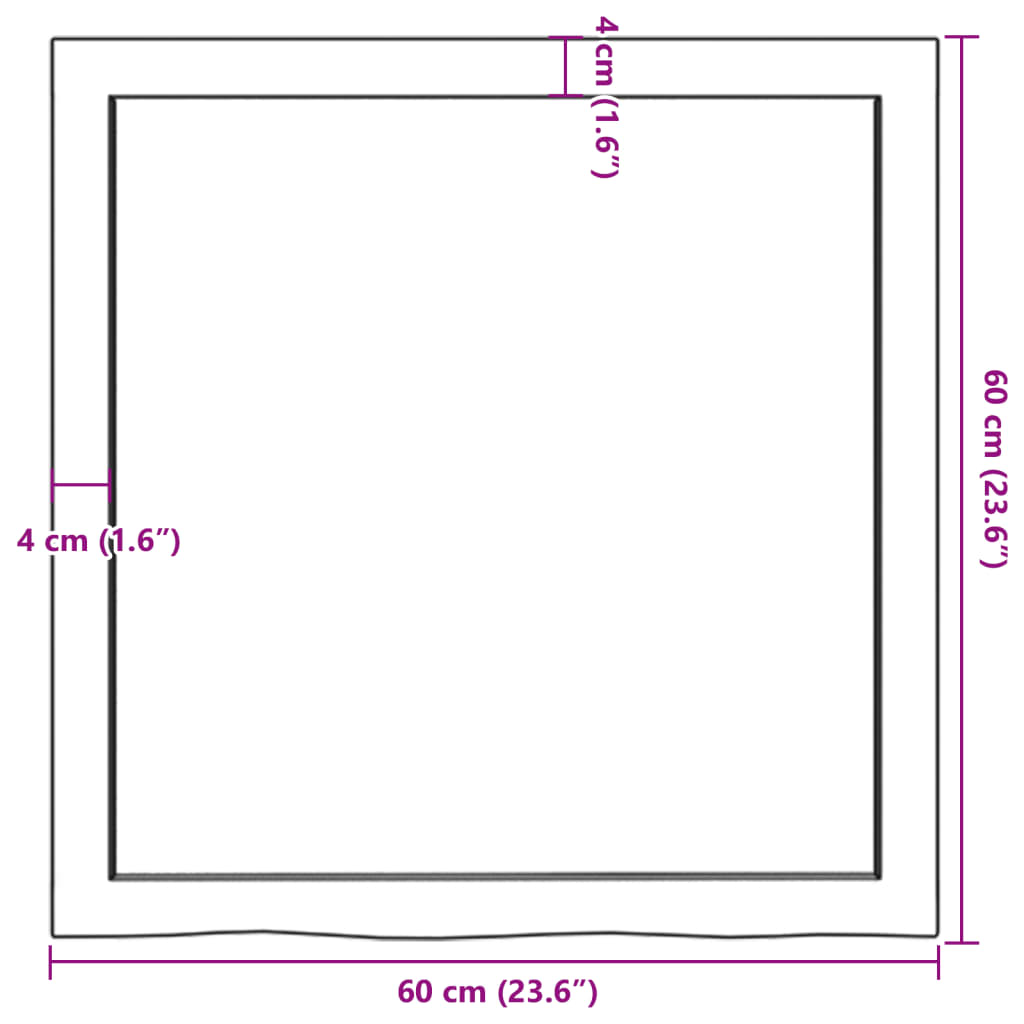 bordplade til badeværelse 60x60x(2-6) cm massivt træ lysebrun