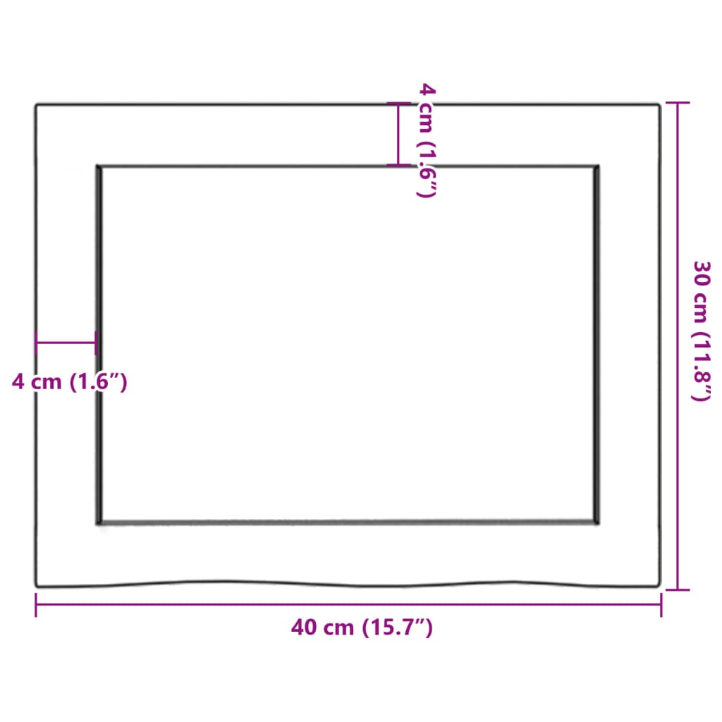 bordplade til badeværelse 40x30x(2-4) cm massivt træ mørkebrun