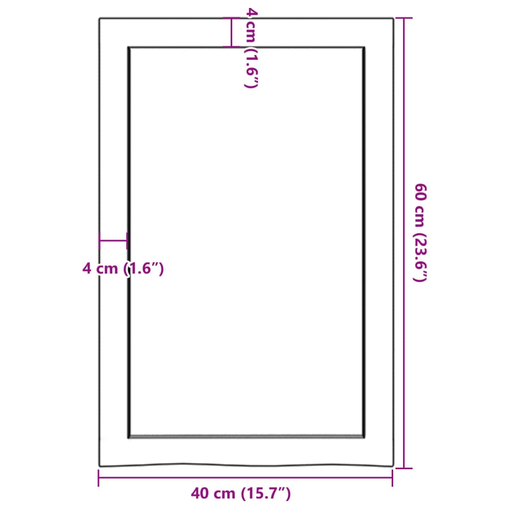 bordplade til badeværelse 40x60x(2-4) cm massivt træ mørkebrun