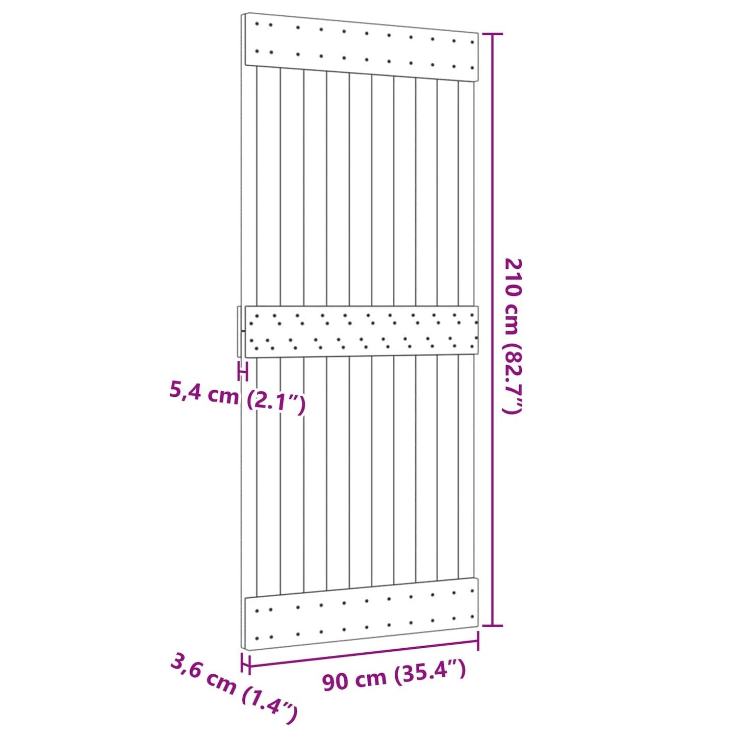 Dør NARVIK 90 x 210 cm Massivt Fyrretræ (Ubehandlet)
