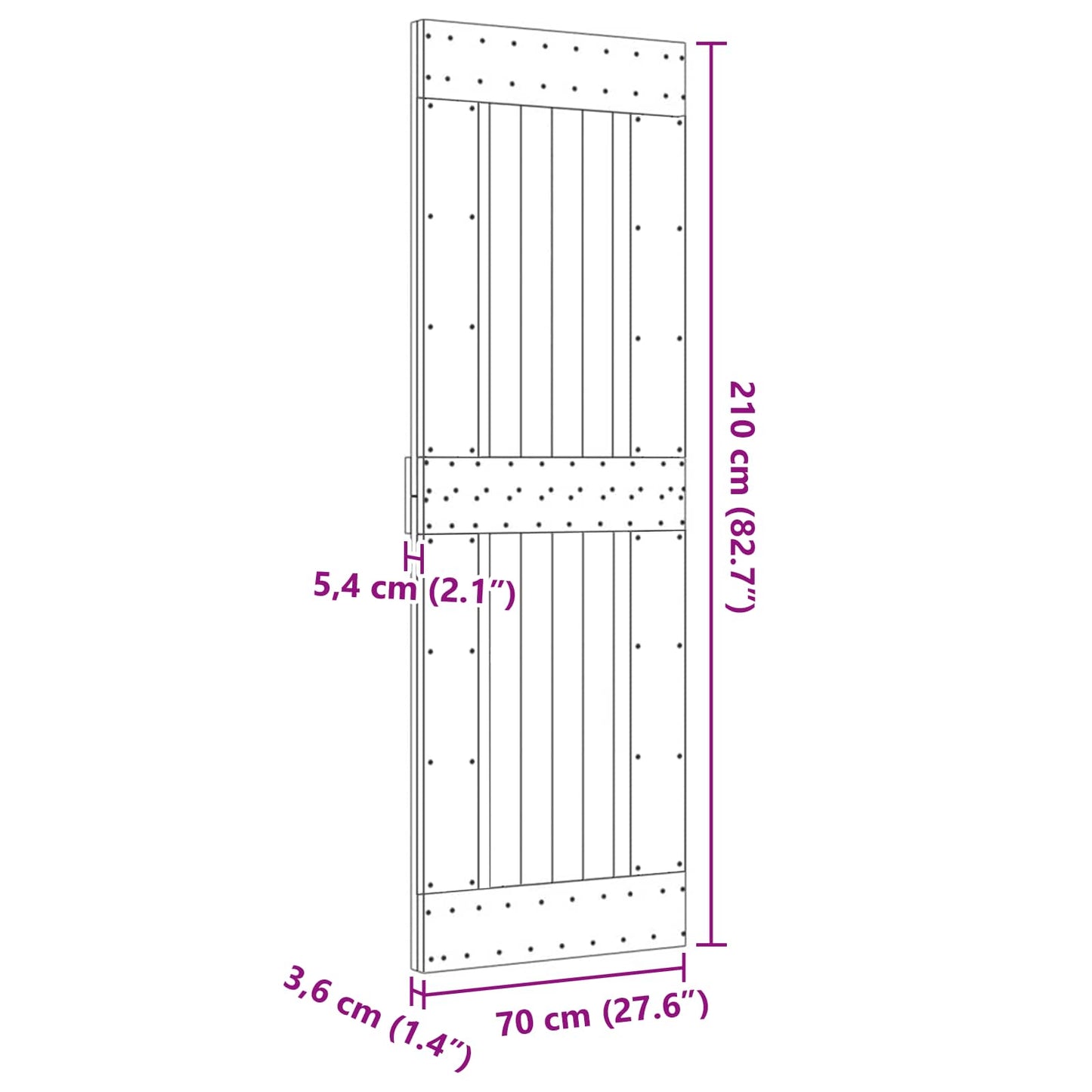 Dør NARVIK 70 x 210 cm Massivt Fyrretræ (Ubehandlet)