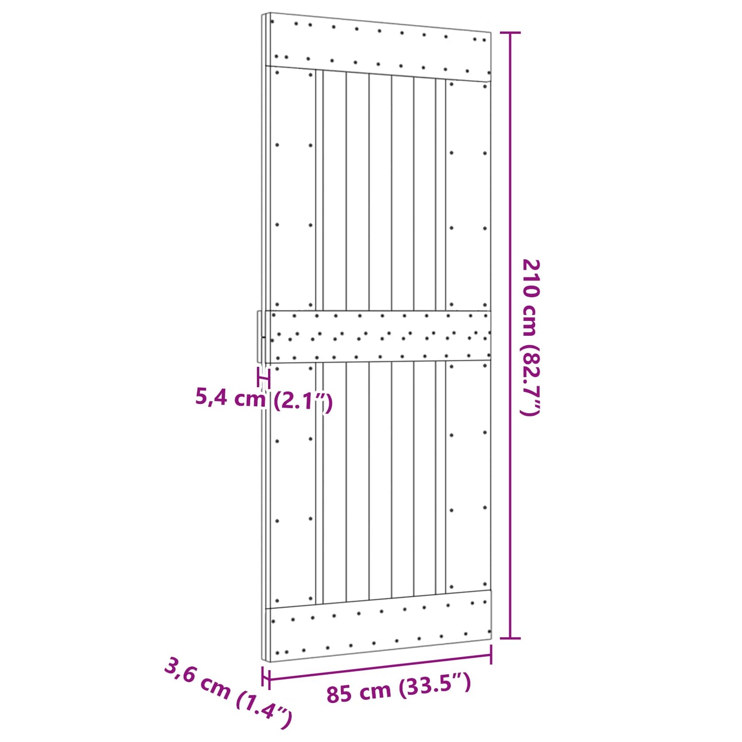 Dør NARVIK 85 x 210 cm Massivt Fyrretræ (Ubehandlet)