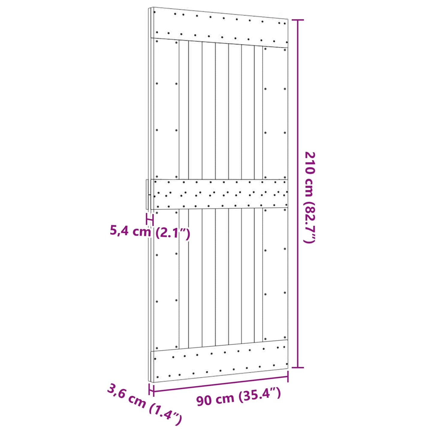 Dør NARVIK 90 x 210 cm Massivt Fyrretræ (Ubehandlet)
