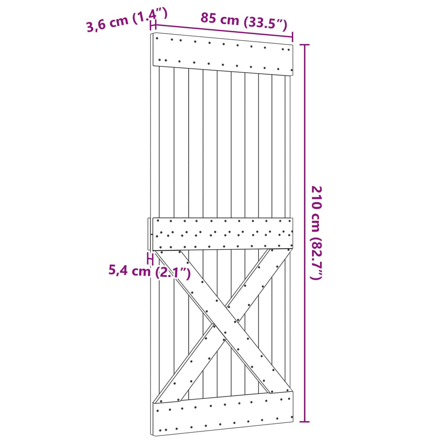 Dør NARVIK 85 x 210 cm Massivt Fyrretræ (Ubehandlet)