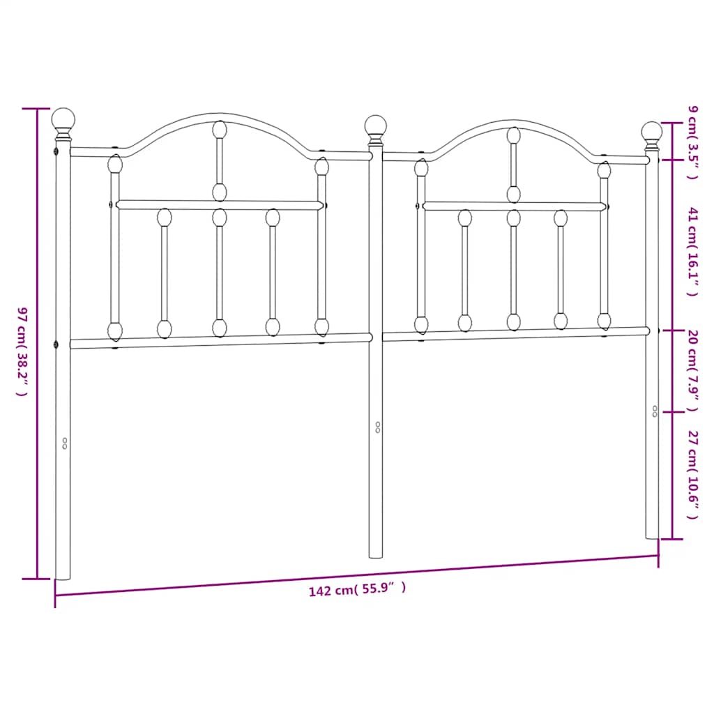 udskiftningsgavl 135 cm metal sort