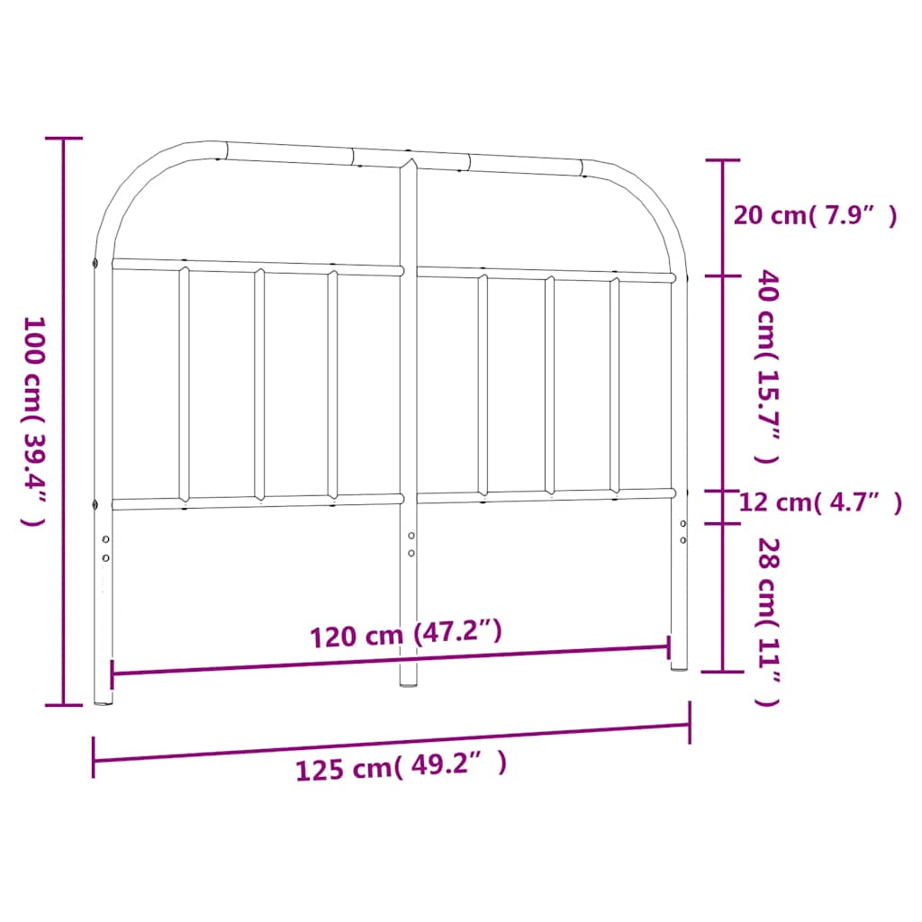 udskiftningsgavl 120 cm metal sort