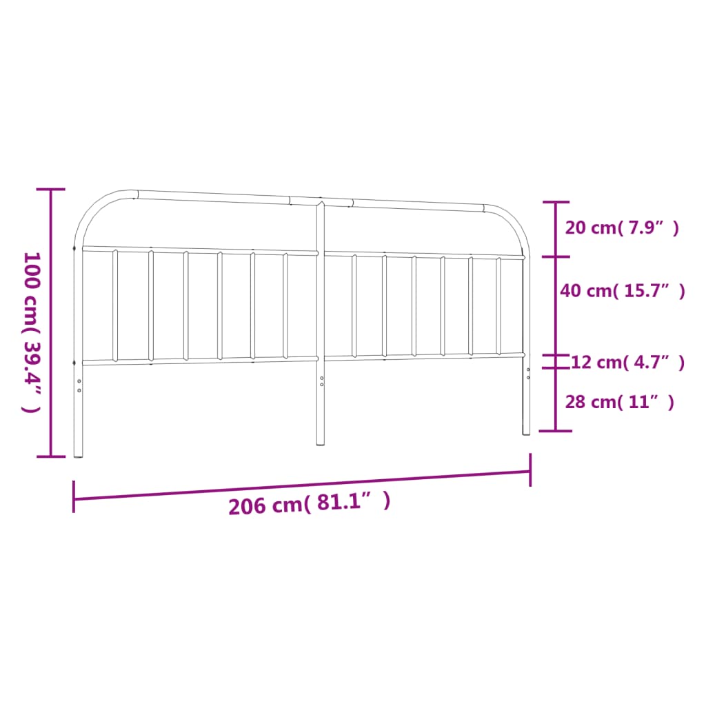udskiftningsgavl 200 cm metal hvid