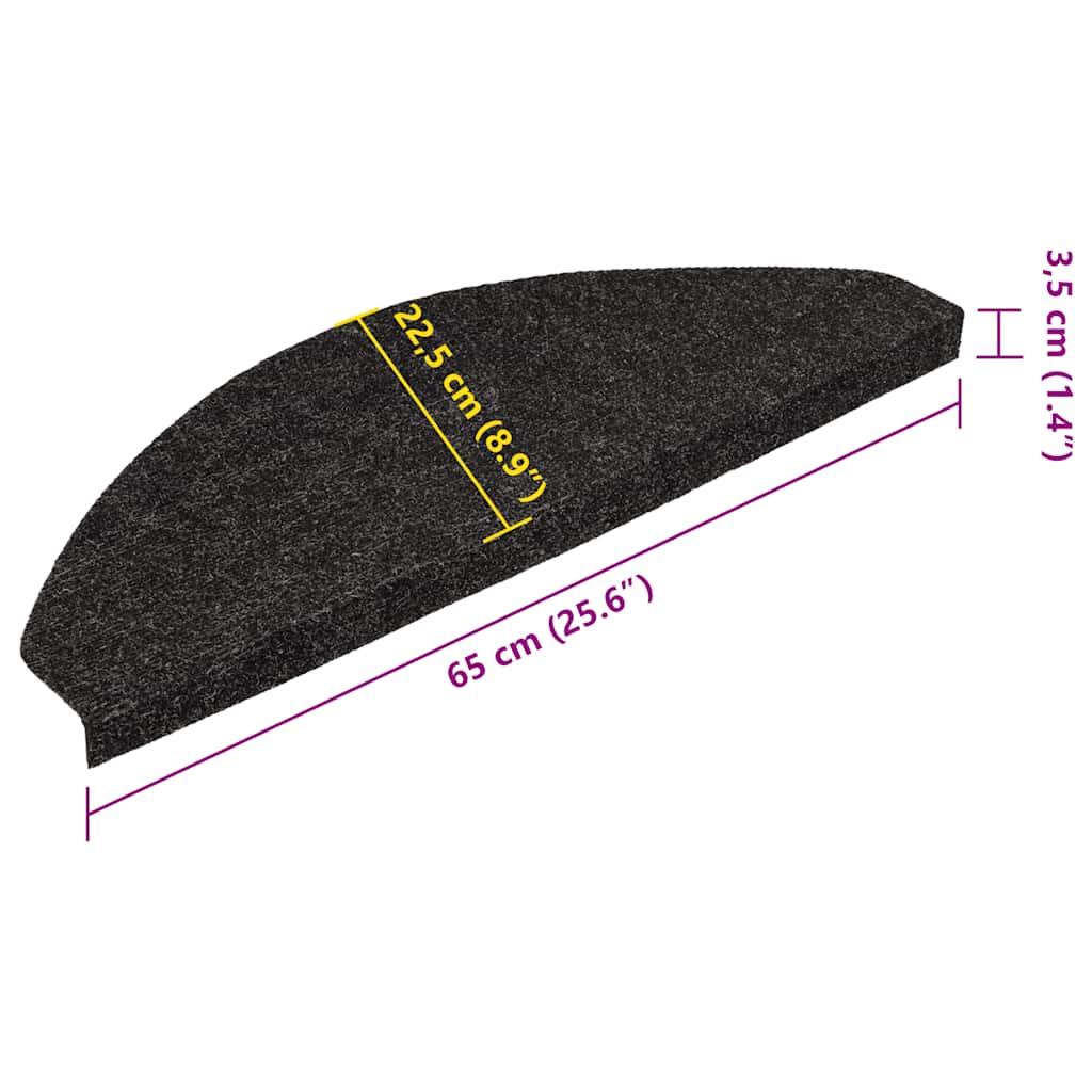 selvklæbende trappemåtter 10 stk. 65x22,5x3,5 cm antracitgrå