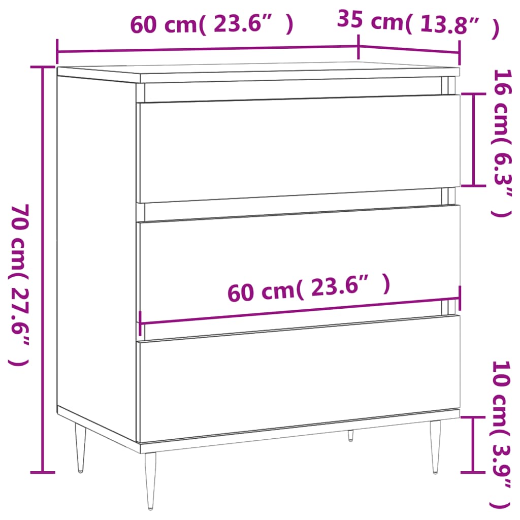 skænk 60x35x70 cm konstrueret træ hvid