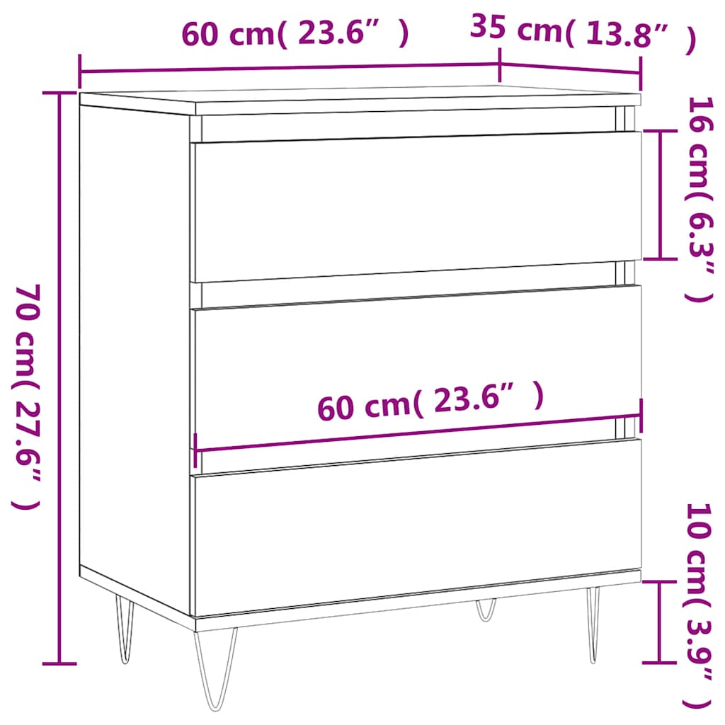 skænk 60x35x70 cm konstrueret træ hvid