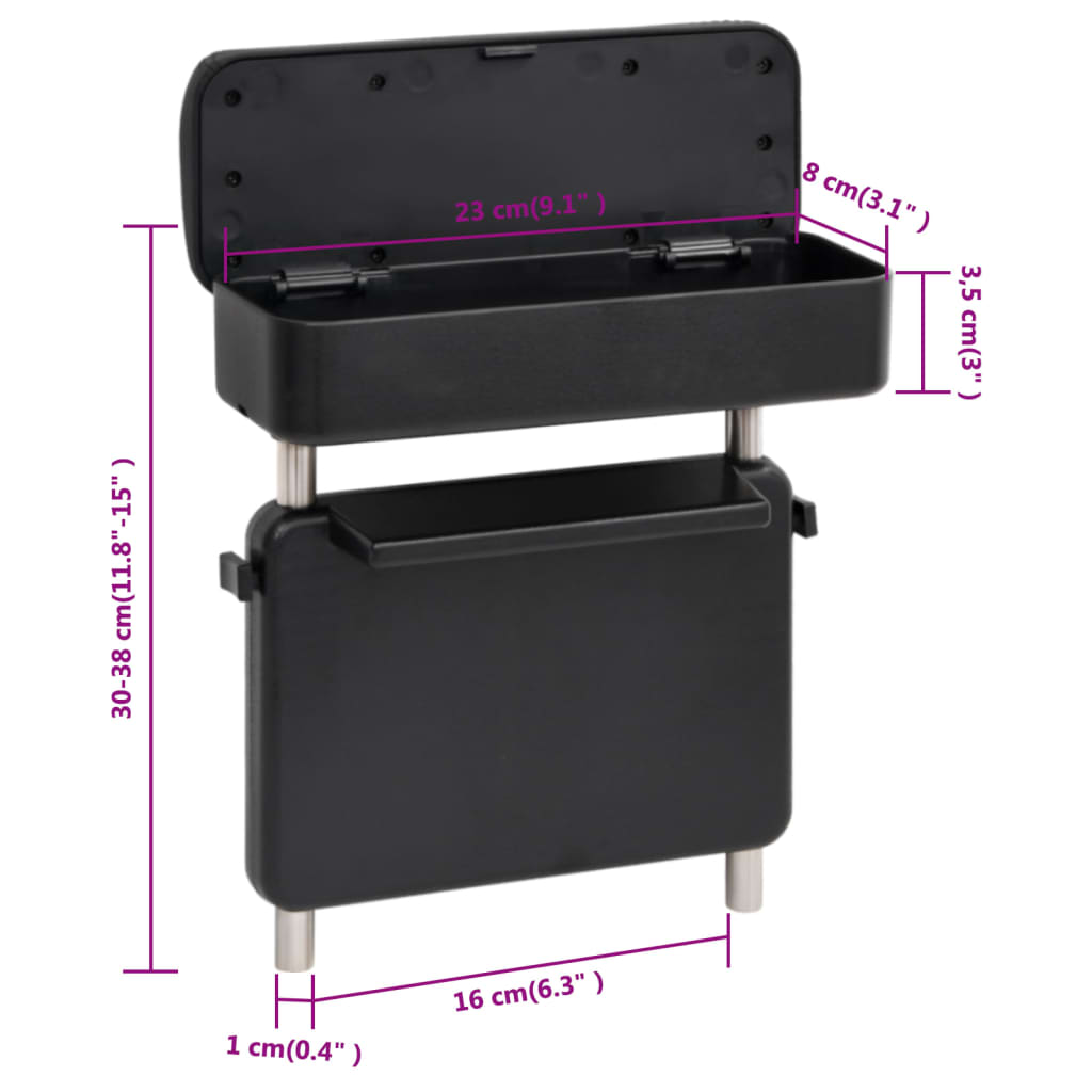 universelt armlæn til bil 23x8x(30-38) cm ABS sort
