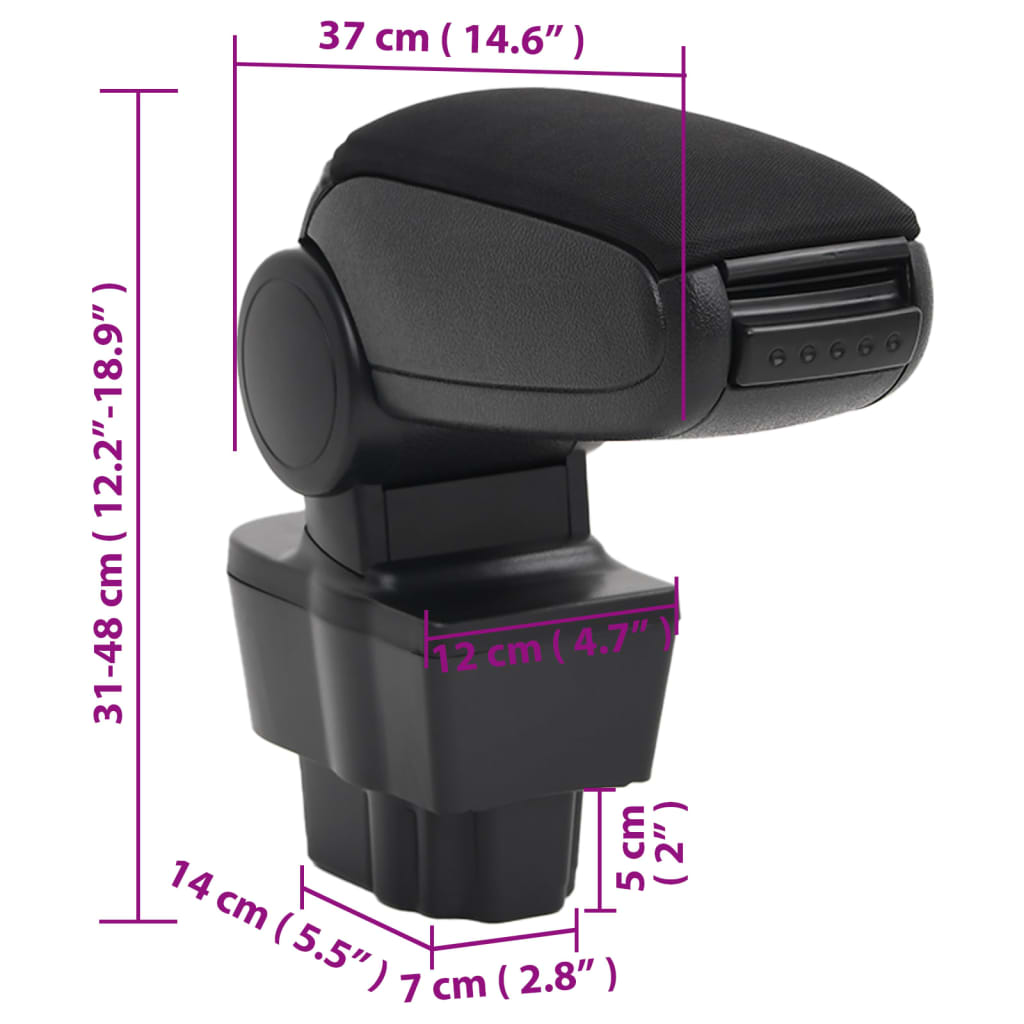 armlæn til bil 12x37x(31-48) cm ABS sort