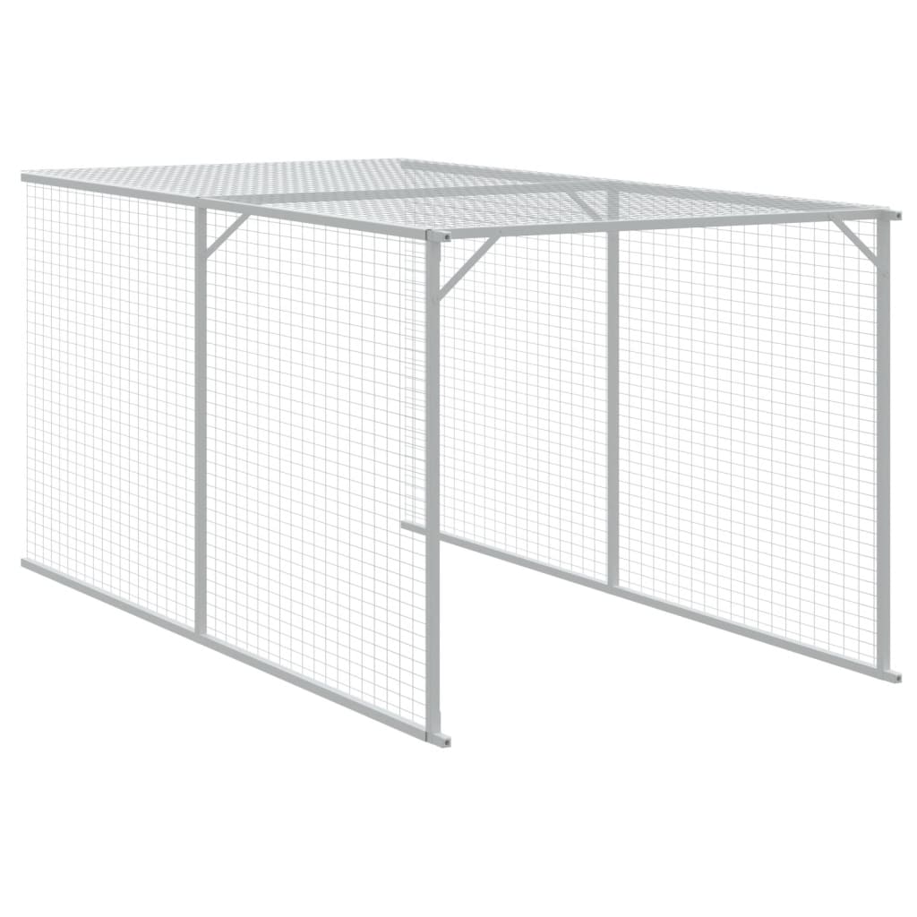 hønsehus med løbegård 117x405x123 cm galvaniseret stål lysegrå