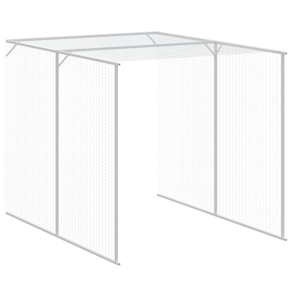 hønsehus med løbegård 165x659x181 cm galvaniseret stål lysegrå
