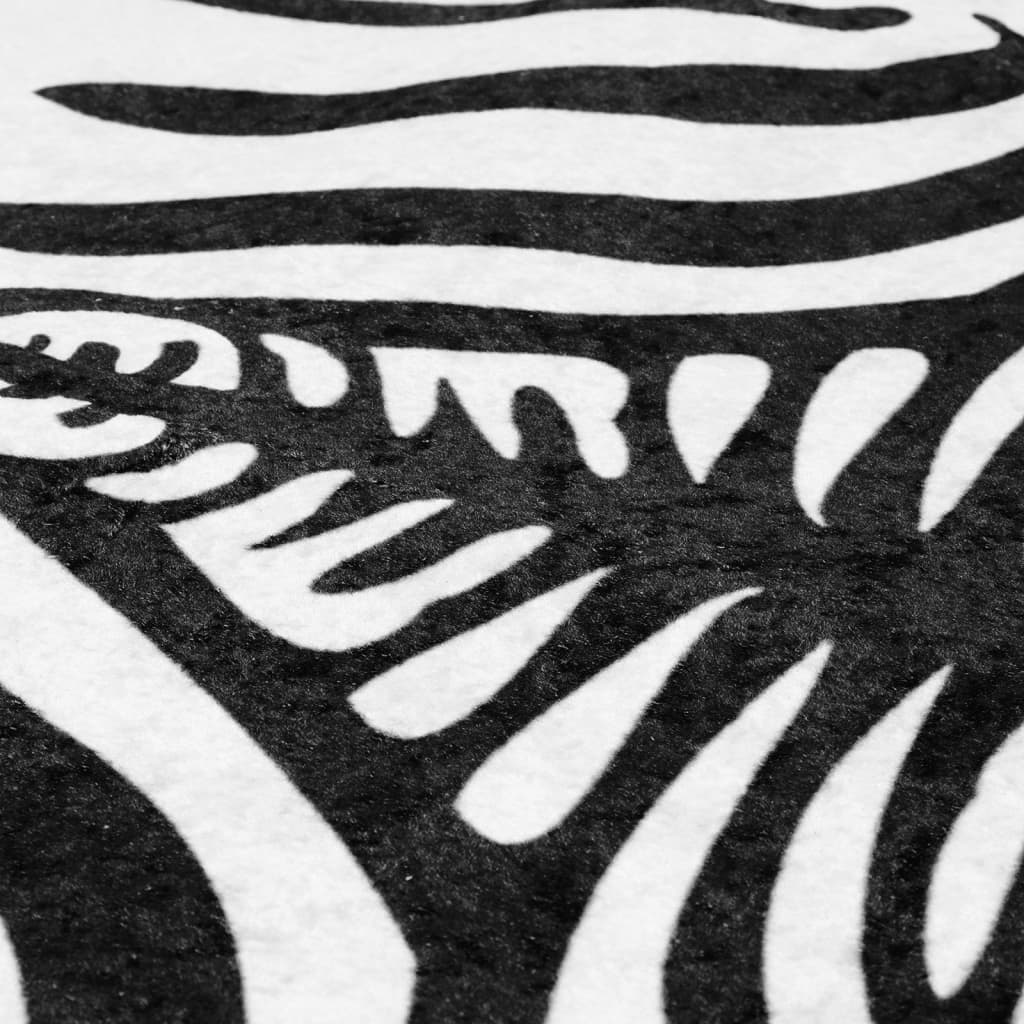 gulvtæppe 120x170 cm vaskbart zebrastriber sort og hvid