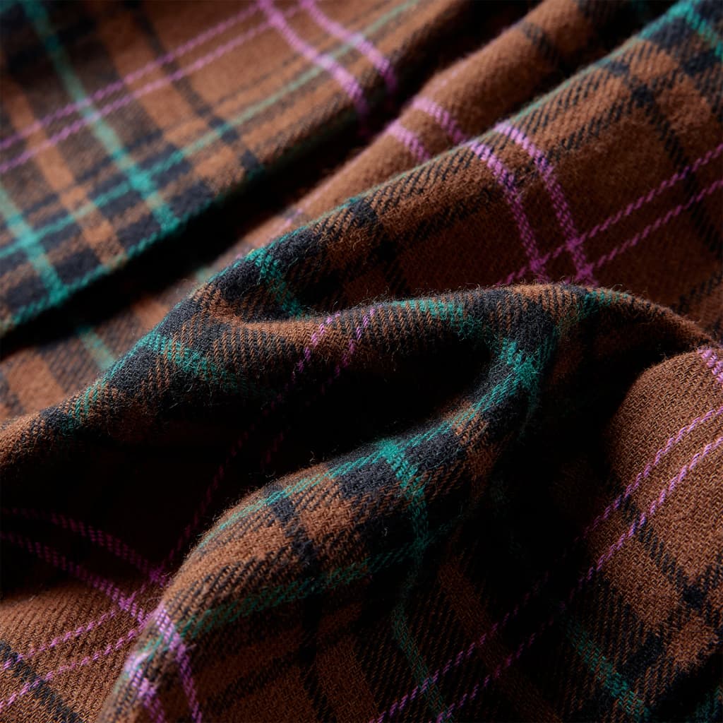 Langærmet kjole til børn str. 104 cognacfarvet