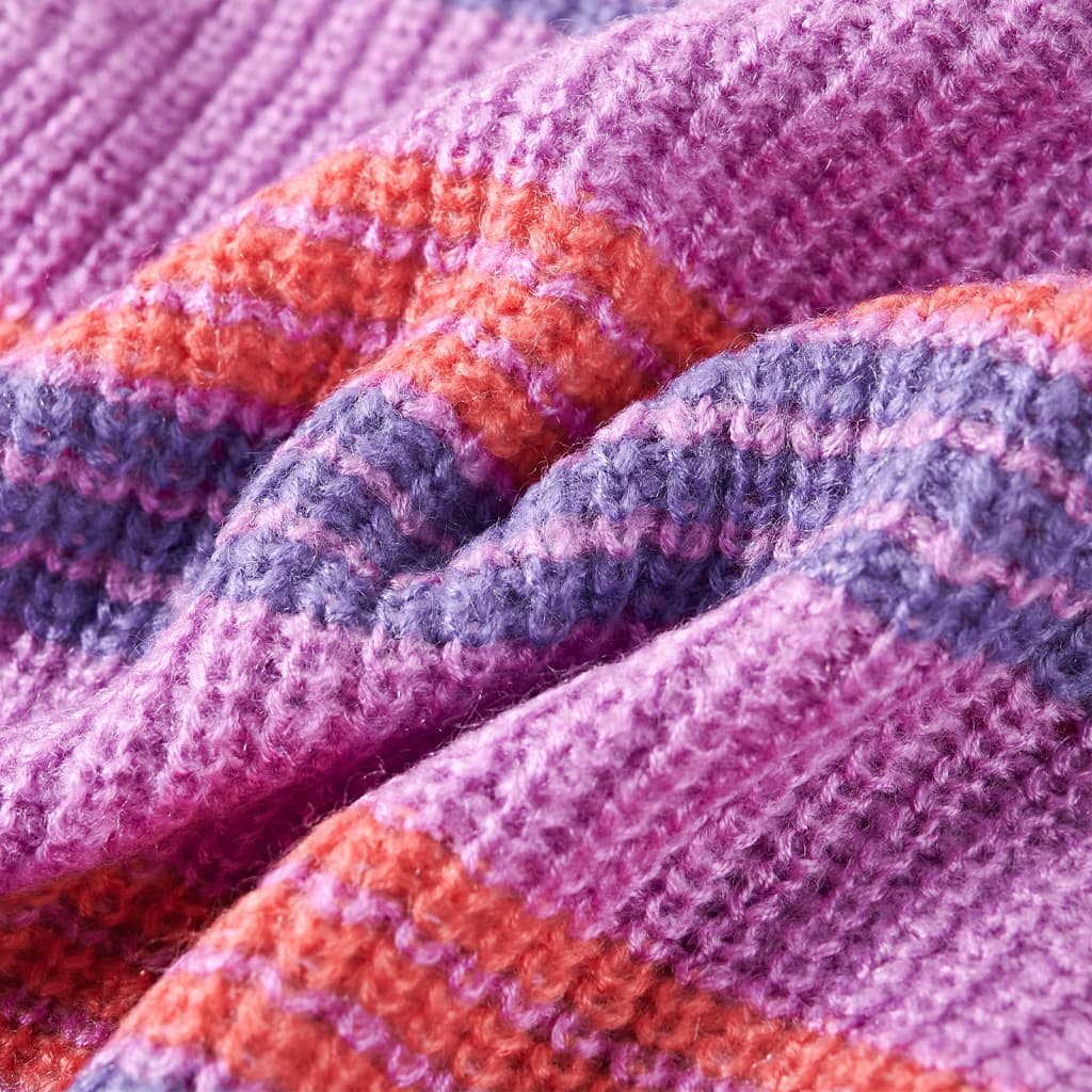 Sweater til børn str. 128 strikket lilla og lyserød