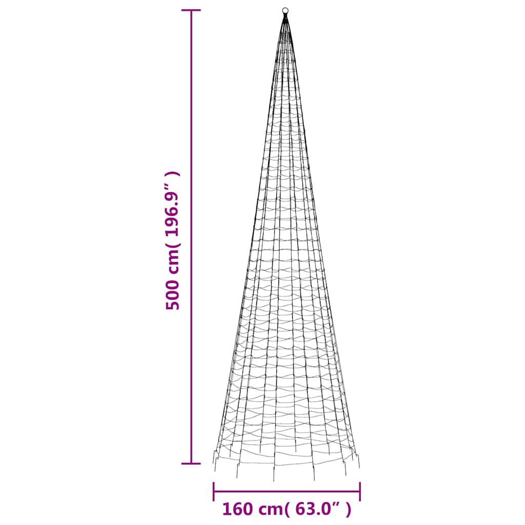 LED-juletræ 1534 LED'er 500 cm flerfarvet lys