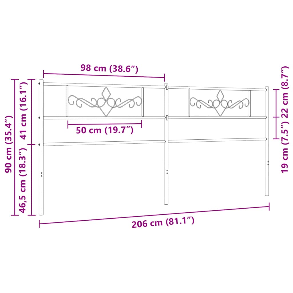 udskiftningsgavl 200 cm metal hvid