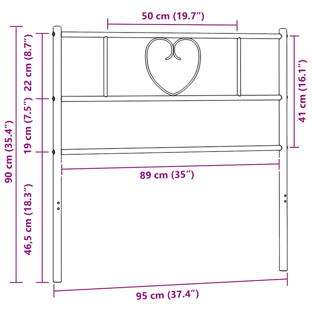 udskiftningsgavl 90 cm metal sort